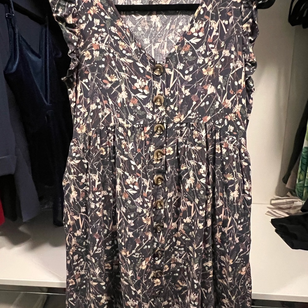 Maurices Floral Button-Down Dress - Black and Brown